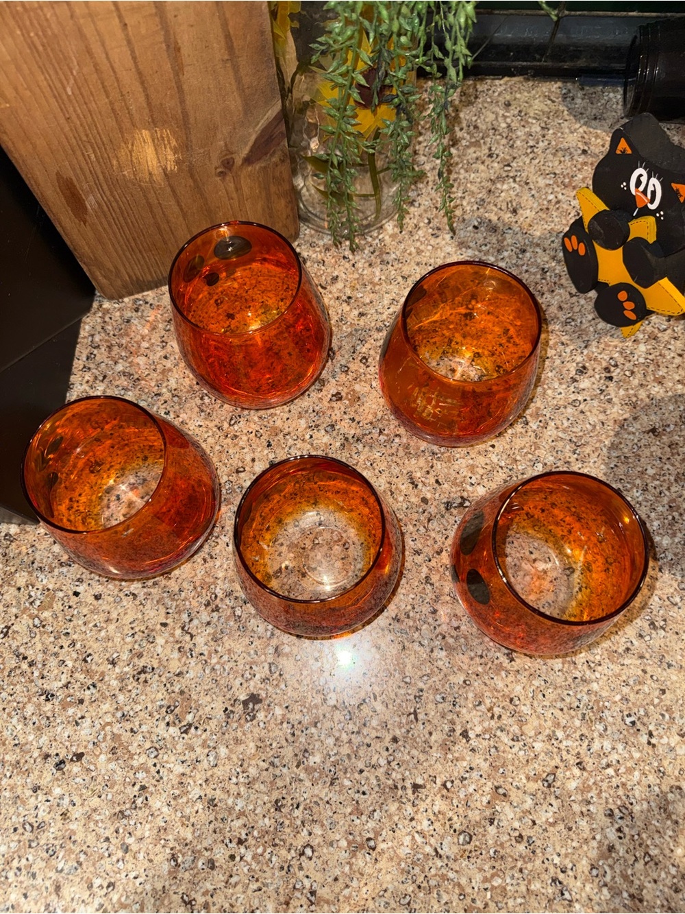 Set of 5 Orange Halloween Jack-O'-Lantern Glasses - Picture 6 of 9